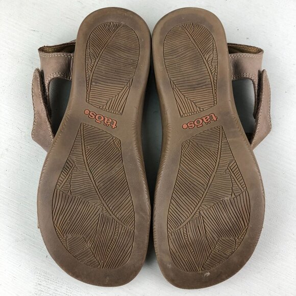 Taos Womens Size 7 Brown The Show Lightweight Leather Hook & Loop Casual Sandals - Picture 9 of 14